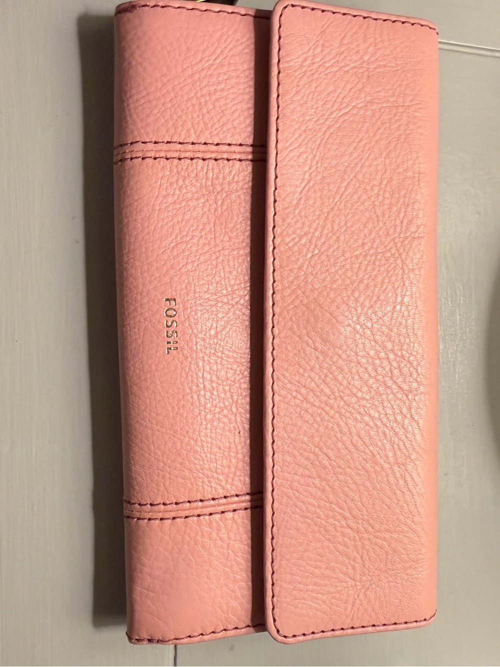 Fossil Pink Pebbled Leather Wallet Clutch